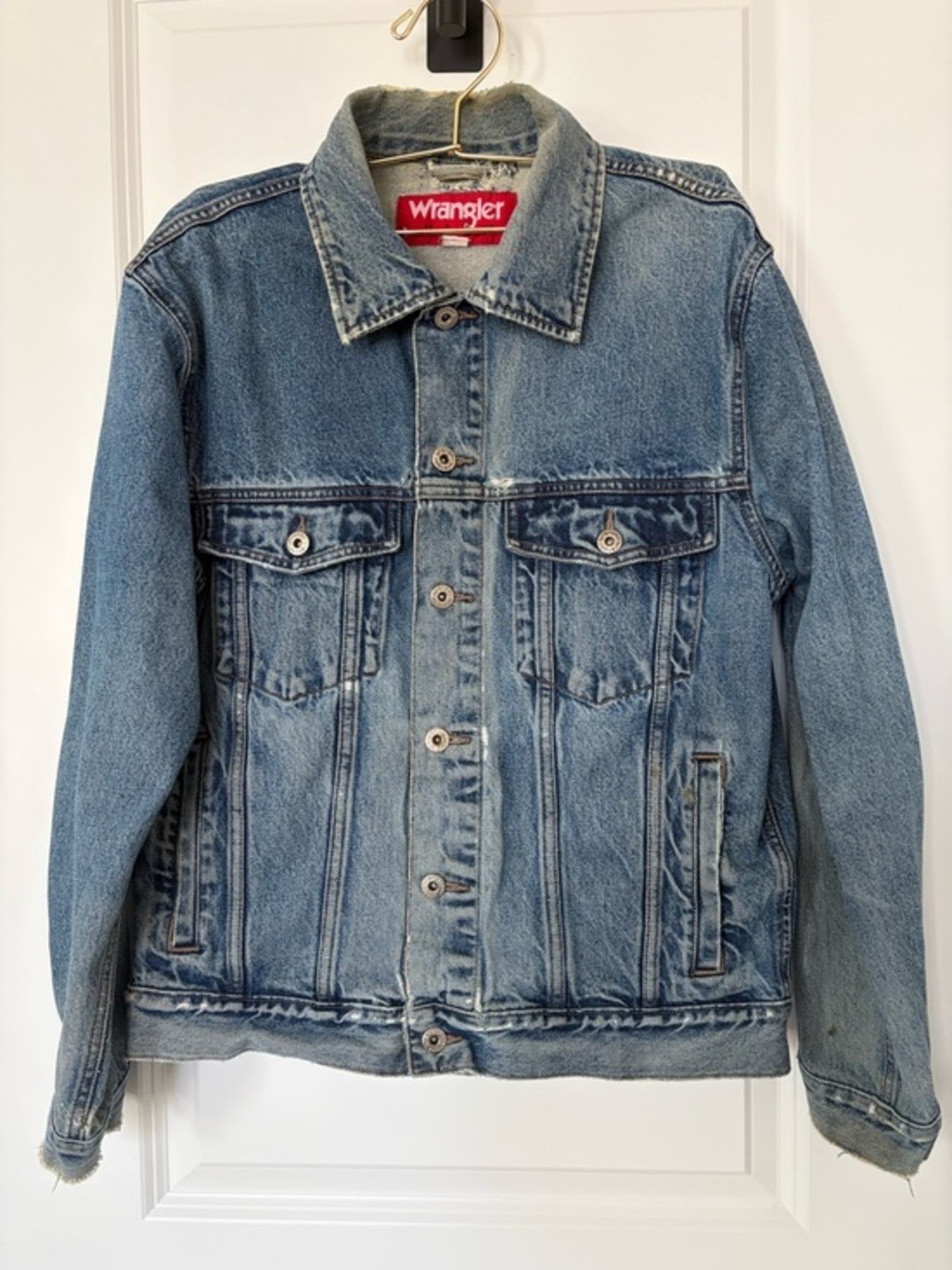 Vintage Wrangler Denim Jacket Trucker Distressed Faded Western Workwear